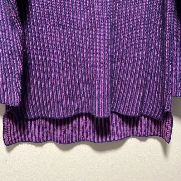 NAADAM Purple Two Tone Turtleneck High/Low Sweater, Wool/Cashmere Blend, Size S - Picture 5 of 10